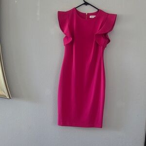 Calvin Klein Fuchsia Ruffle Sleeve Mini Dress